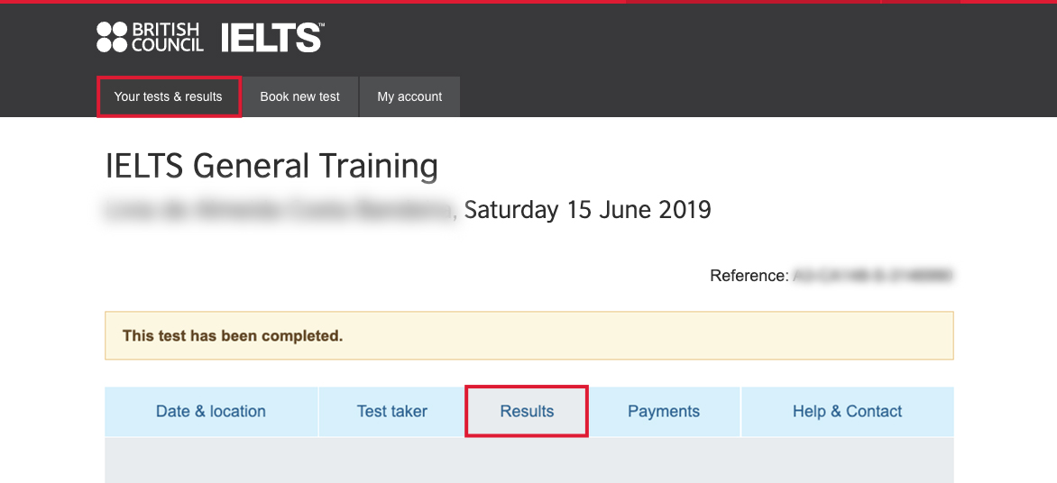 Ielts Results Tab